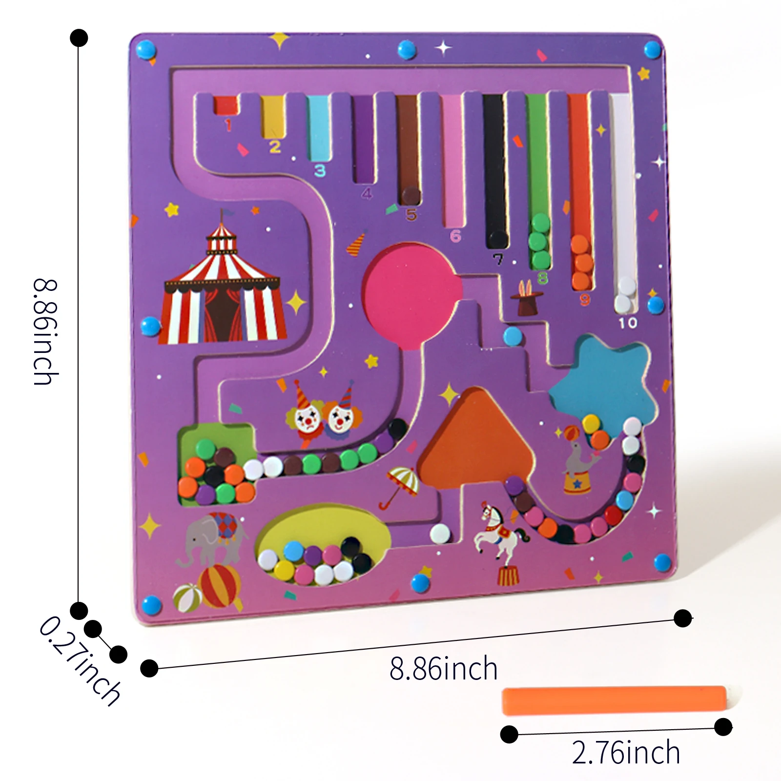 Labyrinthe magnétique en bois de couleur et de chiffres, jouets d'apprentissage précoce, jouets Montessori de correspondance des couleurs, cadeaux pour enfants