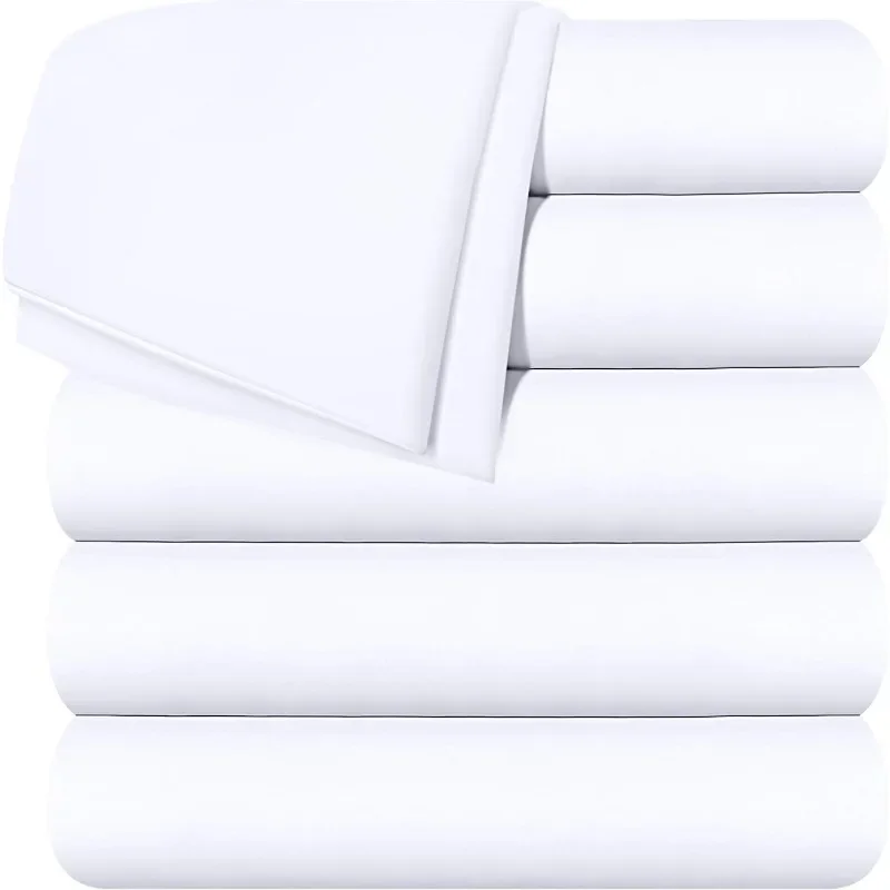 

Flat Sheets Pack of 6 Soft Brushed Microfiber Fabric Shrinkage & Fade Resistant Top Sheets Easy Care (King, White)