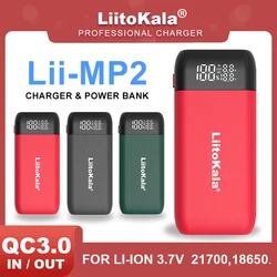 LiitoKala Lii-MP2 18650 21700 do ponownego ładowania z ładowarką i Power Bank QC3.0 cyfrowy wyświetlacz wejścia/wyjścia