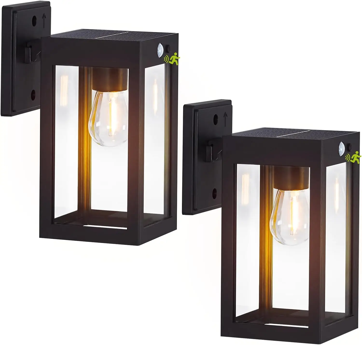 

2 Pack Solar Porch Lights Outdoor,Solar Wall Lights with 3 Lighting Modes&Motion Sensor, Dusk to Dawn Sconce Lights Wall