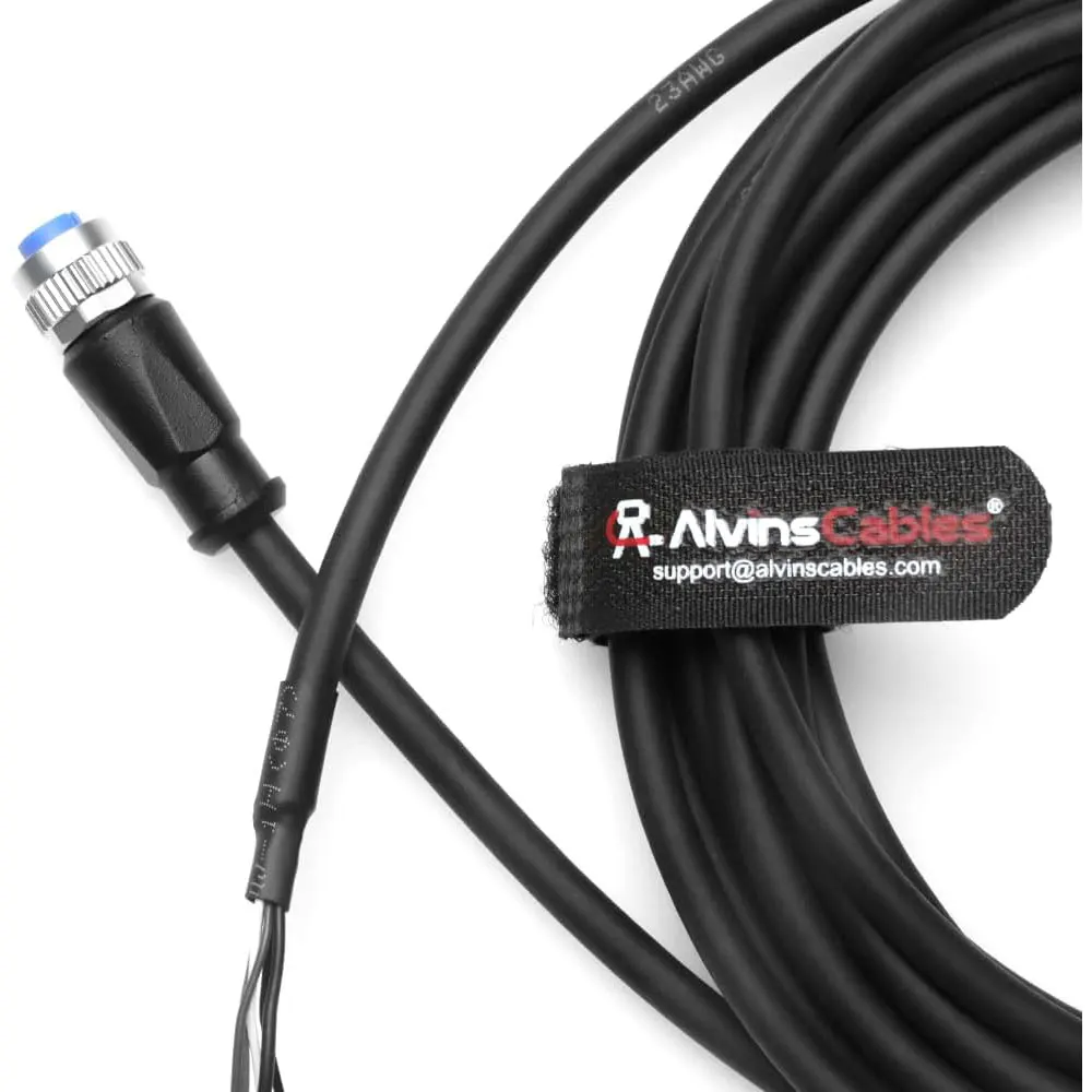 Alvin's M12 A Code 4 Pin Female to Open End Power Cable 10m for Industrial Automation