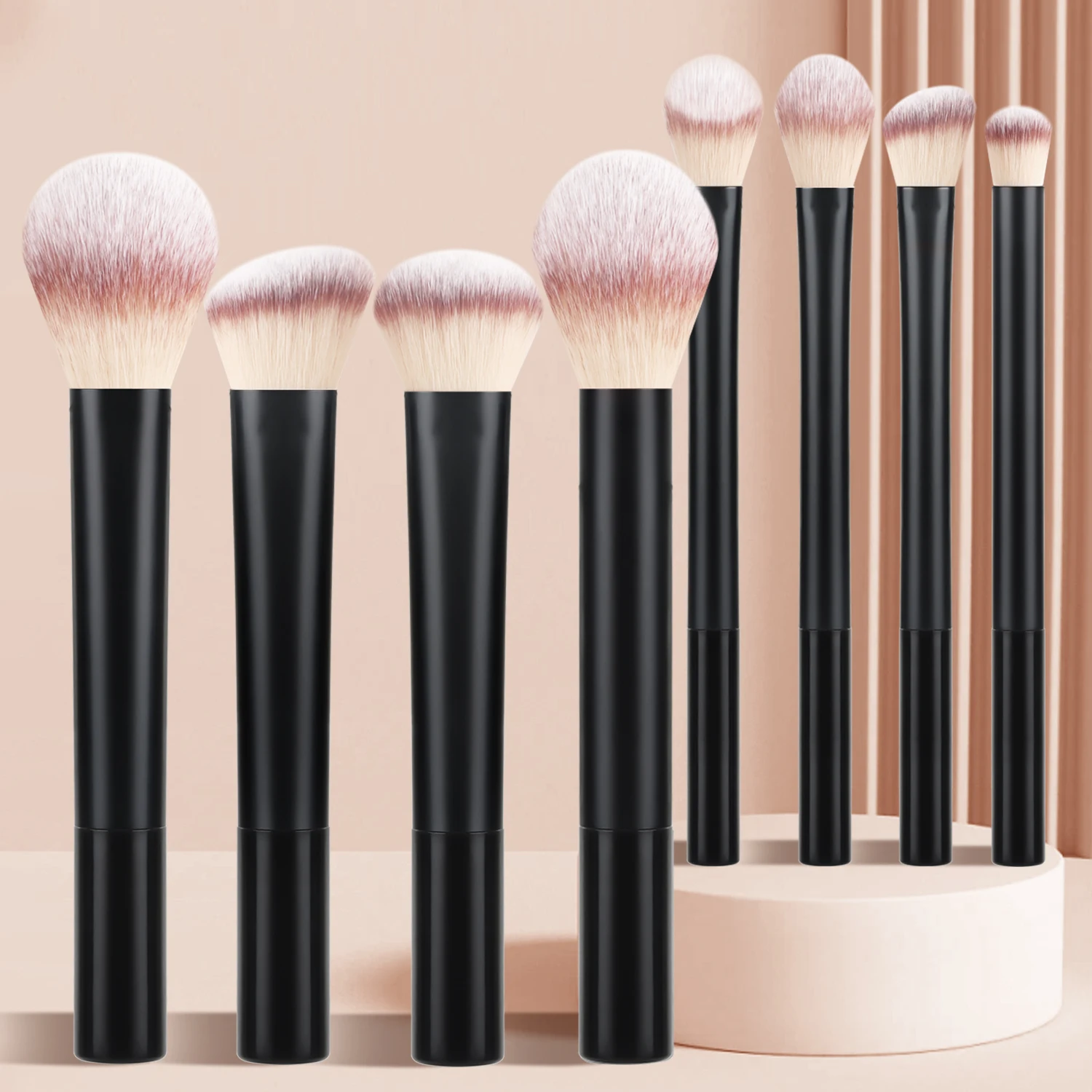 8 long tube makeup brush set, multi-color super soft powder paint, powder blusher brush, eye shadow brush, beginner's full set o