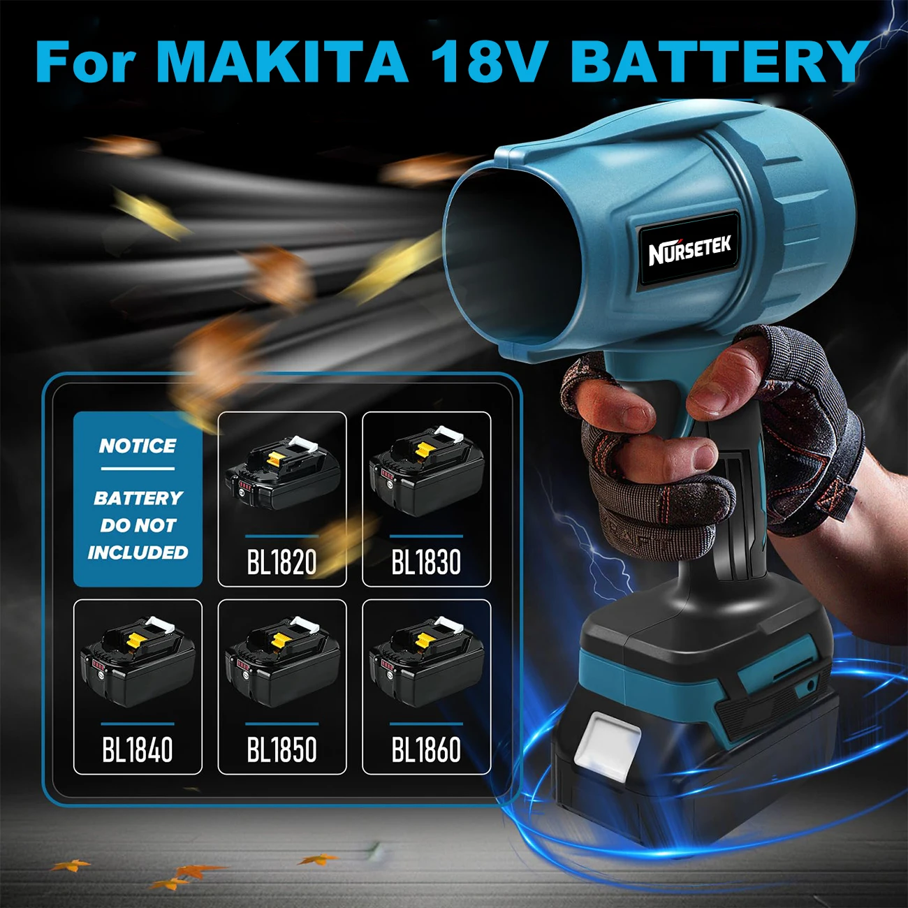

Powerful Air Blower Air Duster Portable Turbo Electric Brushed Handheld Jet Blower For Makita 18V 21V Battery（Without Battery )