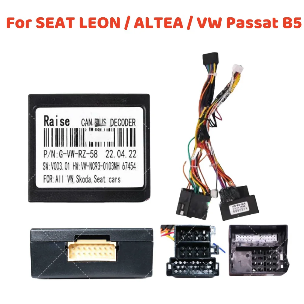 For SEAT LEON / ALTEA / VW Passat B5/SKoda/ Golf 5/6/Polo/Passat/Jetta/Tiguan/Touran Radio Raise Canbus RZ-VW58 With Power Cable