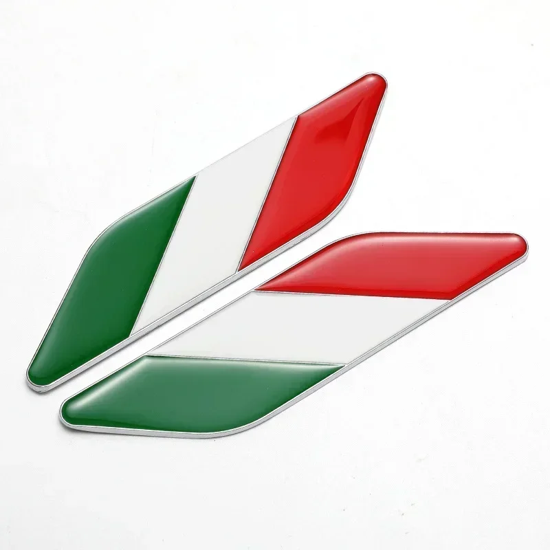 2Pcs Metal Italian National Flag Side Fender Emblem Badge Decals Car Sticker Accessories For Fiat Alfa Romeo 159 147 156 Abarth