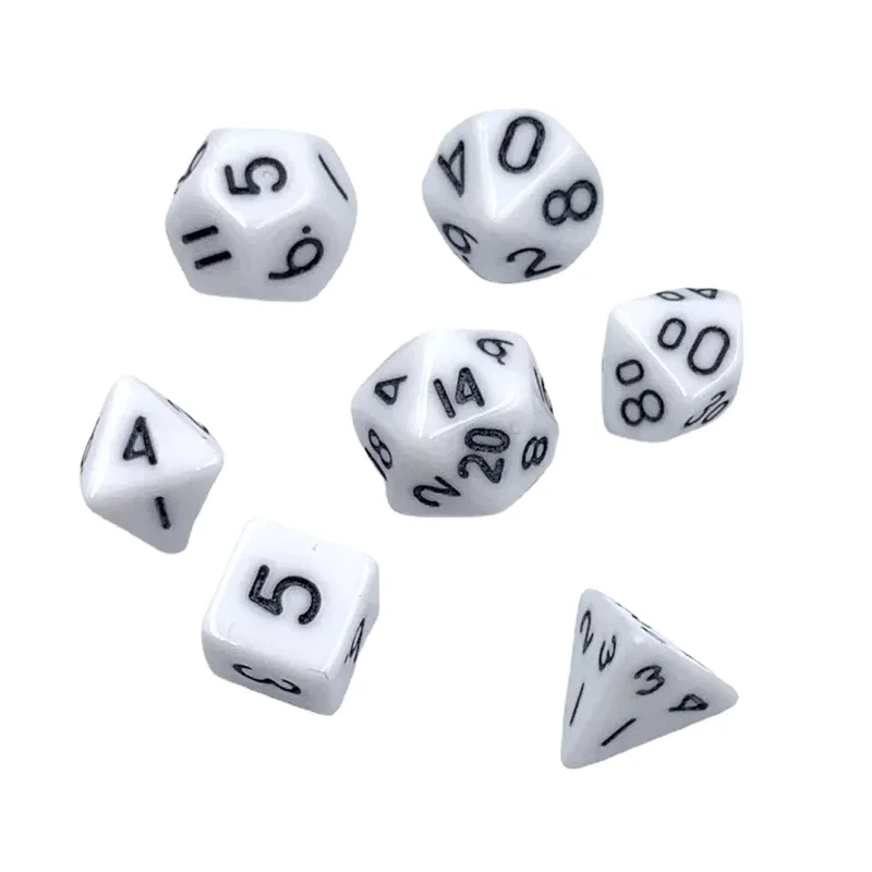 7Pcs/Set 10mm Mini Tabletop Board Game Dice Plastic Green White Black Purple Blue Yellow Multi Sided Dnd Dice Polyhedral Dice