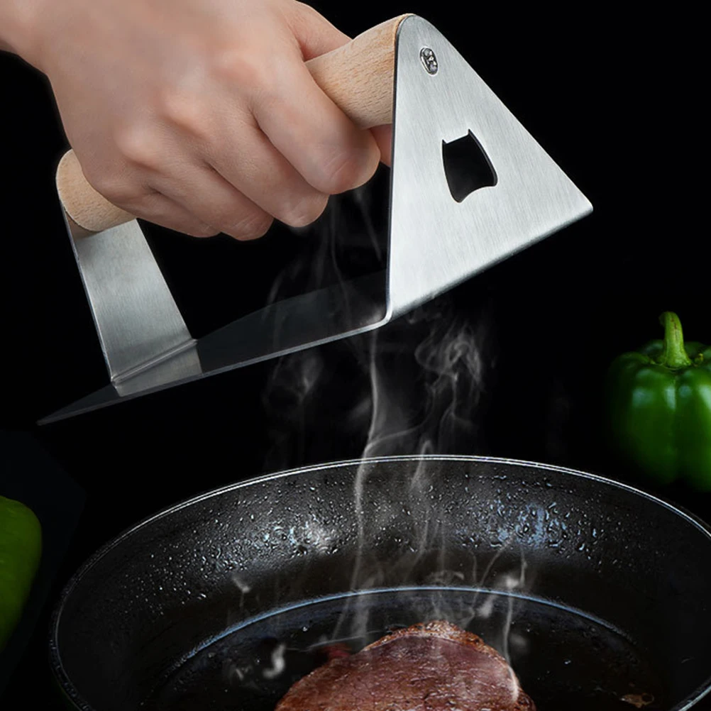 

Пресс для мяса из нержавеющей стали, кухонный инструмент, прочный антипригарный пресс для гамбургеров, легко очищаемый для гамбургеров, тортов, профессионального использования