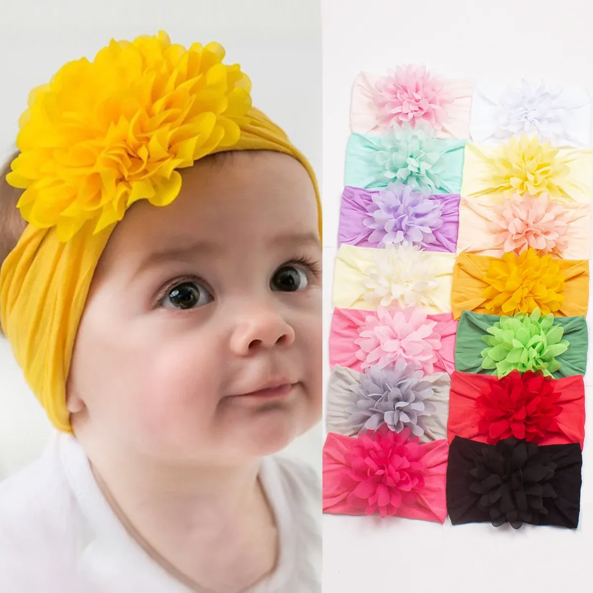 Baby Elastic Nylon Flower Hair Band Soft Headband Kids Newborn Headwear Neonatal Headband Baby Hair Accessories