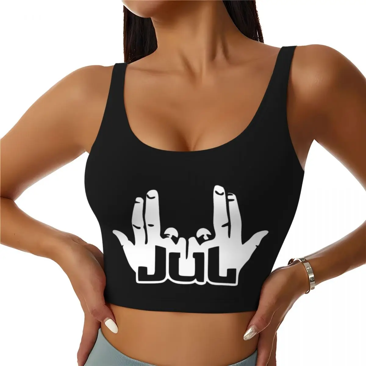 

Custom Rapper Music Jul Workout Crop Tank Tops Women's Yoga Sports Bras