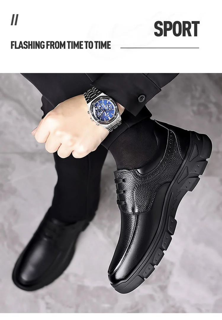 Zapatos Casuales de Cuero para Hombre, Suela Suave Antideslizante, Resistentes al Desgaste, Zapatos Formales de Negocios, Zapatos de Moda para Papá, Cómodos y Transpirables