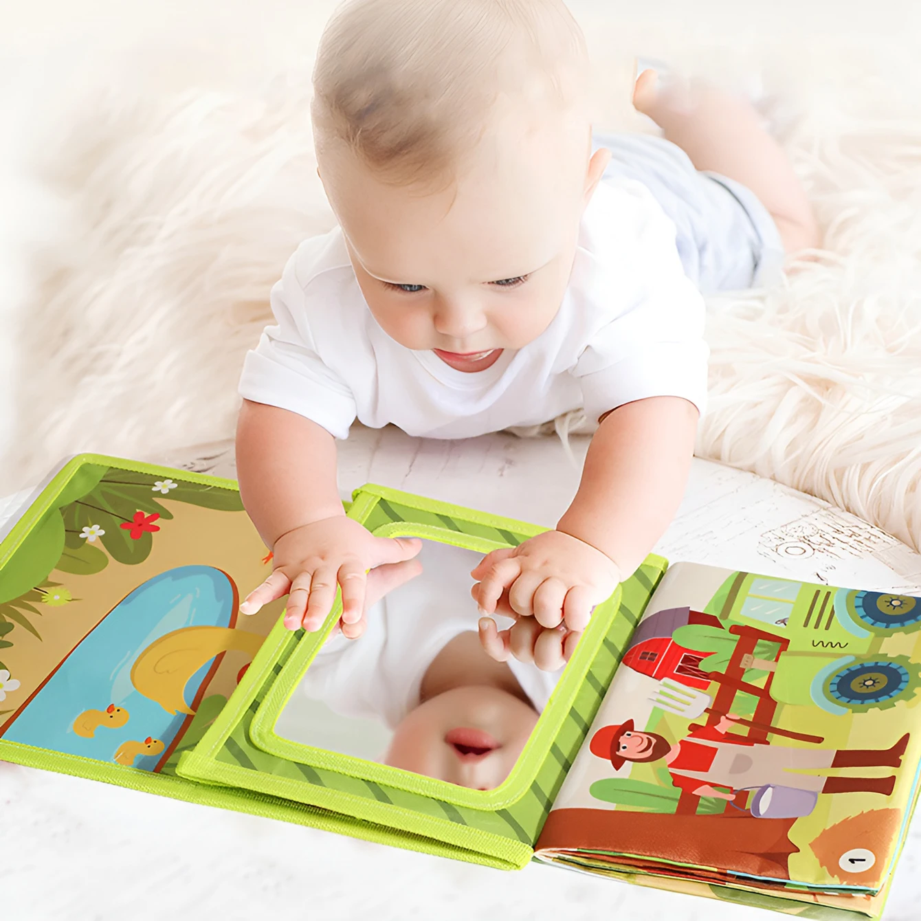 Mirror desk calendar cloth book with ringing paper sound education cognitive three-dimensional hanging toy