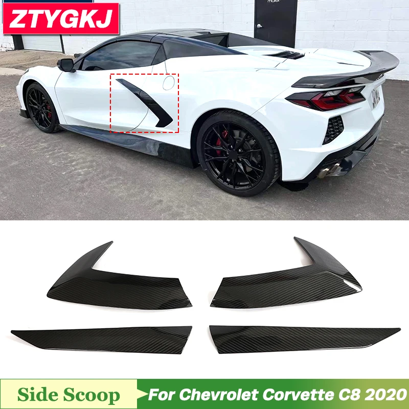 High Quality Carbon Fiber Material Door Side Scoop Trims For Chevrolet Corvette C8 2020 Up