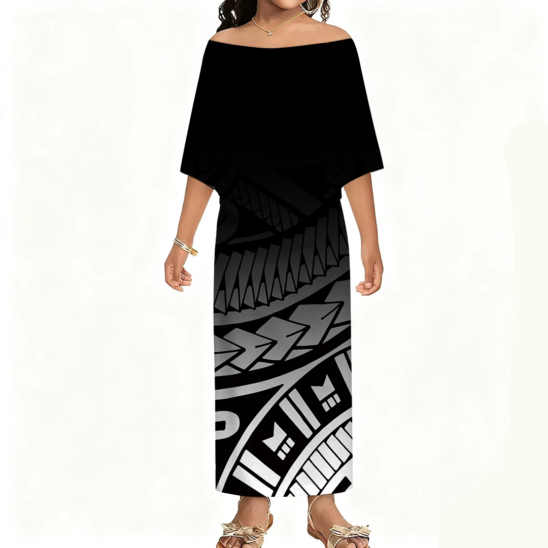 فساتين بولينيزية صيفية مخصصة للفتيات خارج الكتف من الأمام فساتين طويلة فساتين نسائية أنماط فستان الحفلات والمهرجانات #2