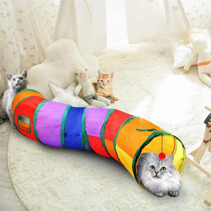 Cat Tunnel Foldable Cat Tunnel Pet Supplies Cat 3 Type Pass Play Tunnel Cat Toy Breathable Drill Barrel For Indoor Loud Paper