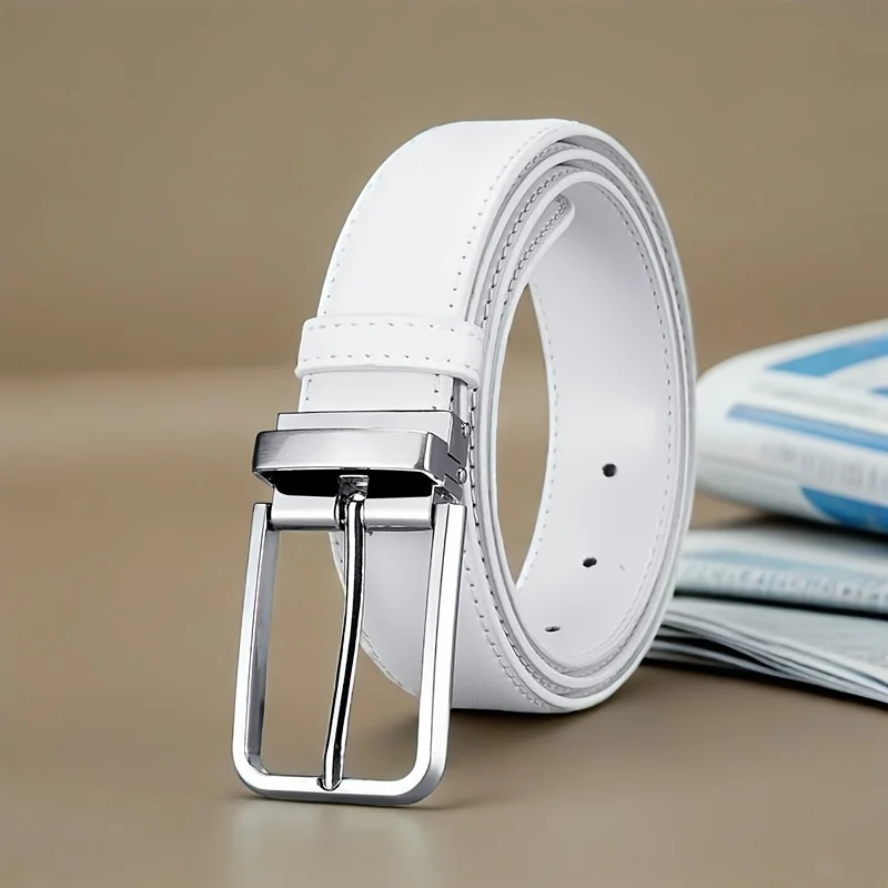 3.5cm Classic Men's PU Pin Buckle Belt, Stylish Durable Formal Women's Waistband, Versatile Accessory for Business Office Daily