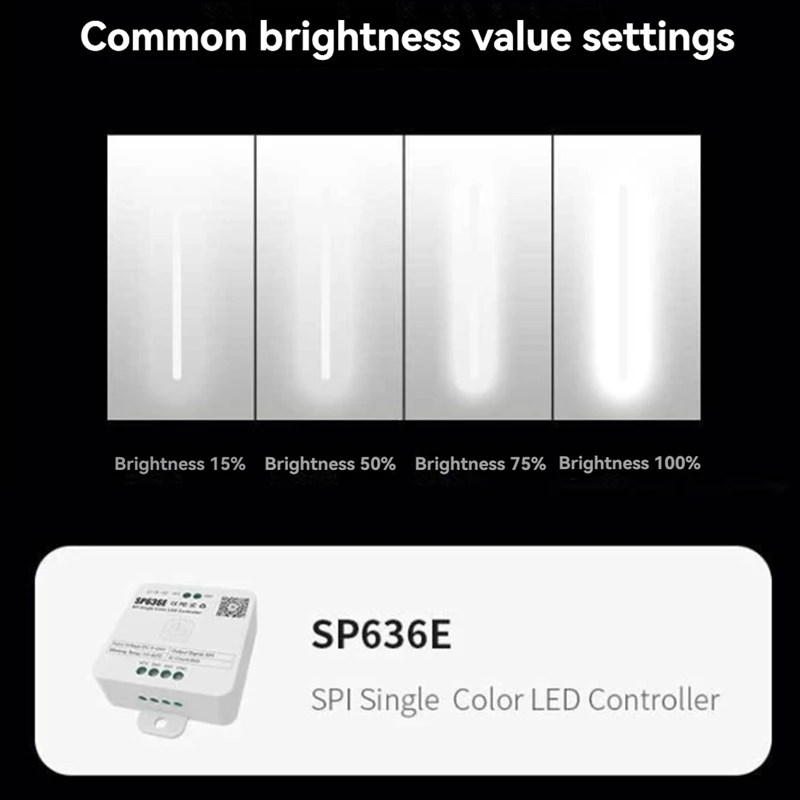 AB09-And-SP636E SPI وحدة تحكم أحادية اللون DC5-24V تدعم جهاز التحكم عن بعد باللمس 2.4G