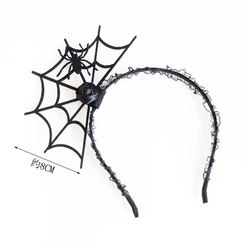 1 Pcs Halloween Spider Web Headband Gothic Spider Hair Hoop Funny Ghost Festival Carnival Party Costume Accessory Women Girls
