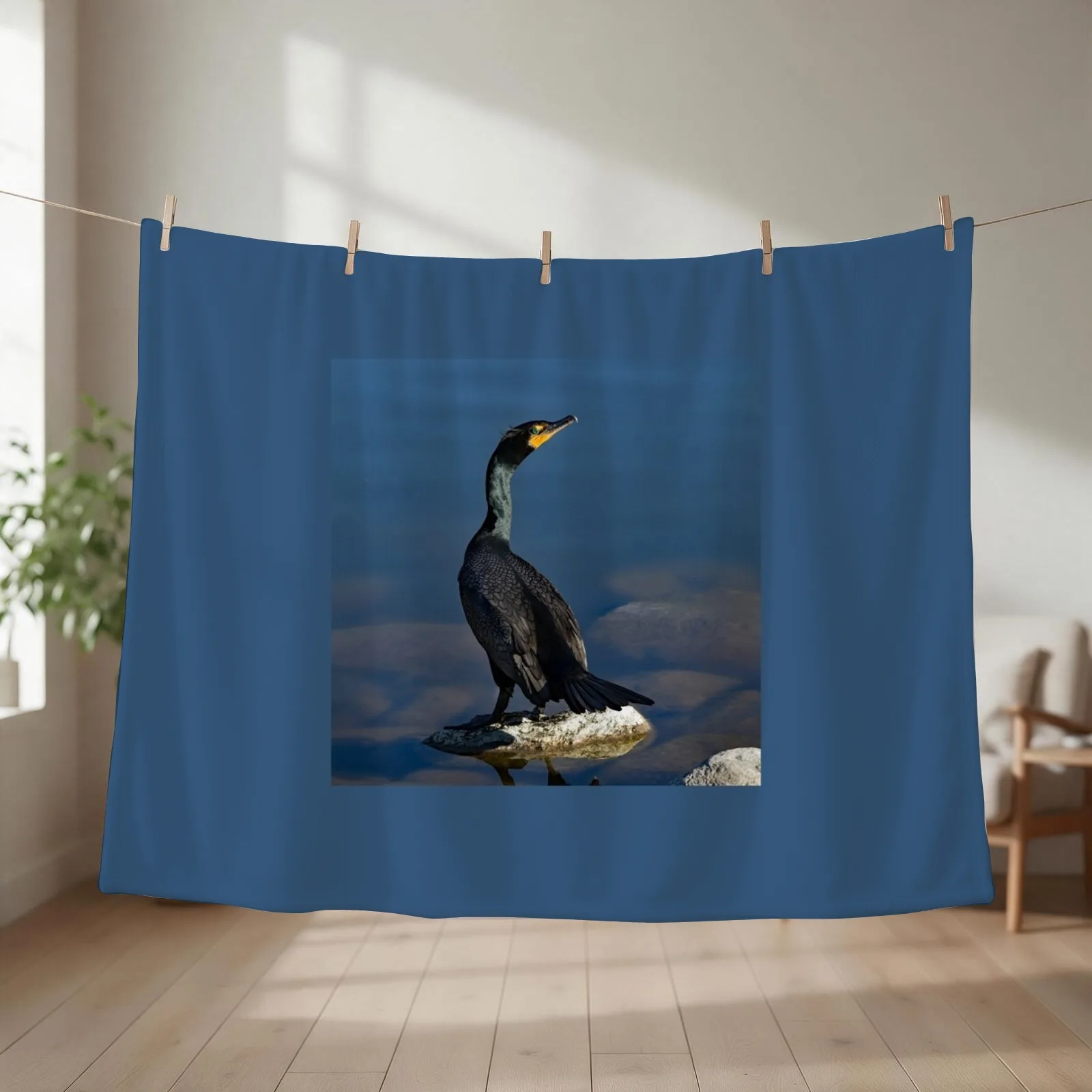Crested Cormorant Throw Blanket couch cozy soft plush fuzzy picnic outdoor blanket