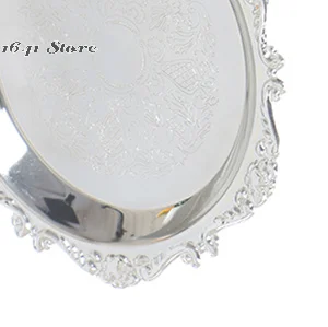 Silver Golden Iron Tray Glossy Plate for Decoration Ornaments Buffet Fruit Cake Party Supplies Dessert Sundries Storage Plates