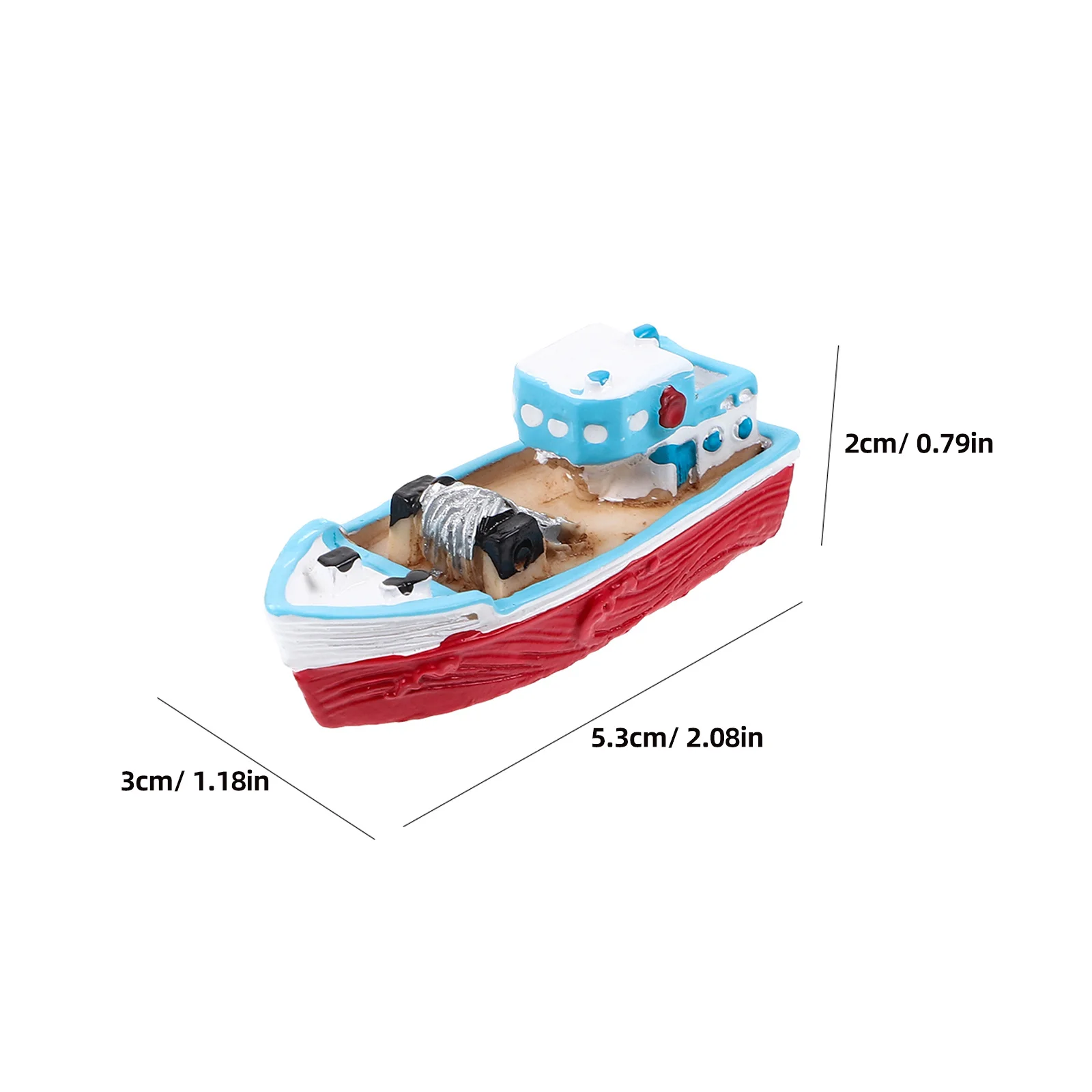 4Pcs Miniature Fishing Boat Resin Ornament Modern Sculpture for Dining Table Office Desk Home Decor Portable Chic Accessory