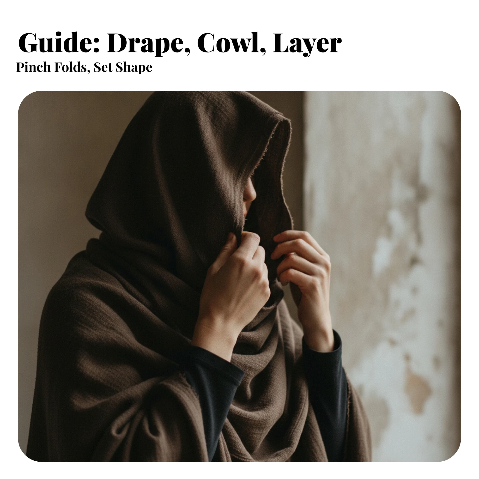 Hooded Scarf Cloak with Pins Light Hooded Wrap Cloak Cape Versatile Shawl One Size for Cosplayers, Medieval Fairs, Cosplay