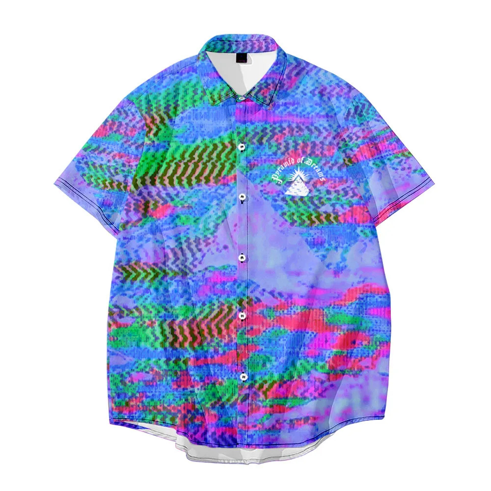 

Men's Shirts Short Sleeve Stand Collar Vaporwave Style Y2k Loose Casual Hawaii Holiday Beach 3D Casual Shirt Tops