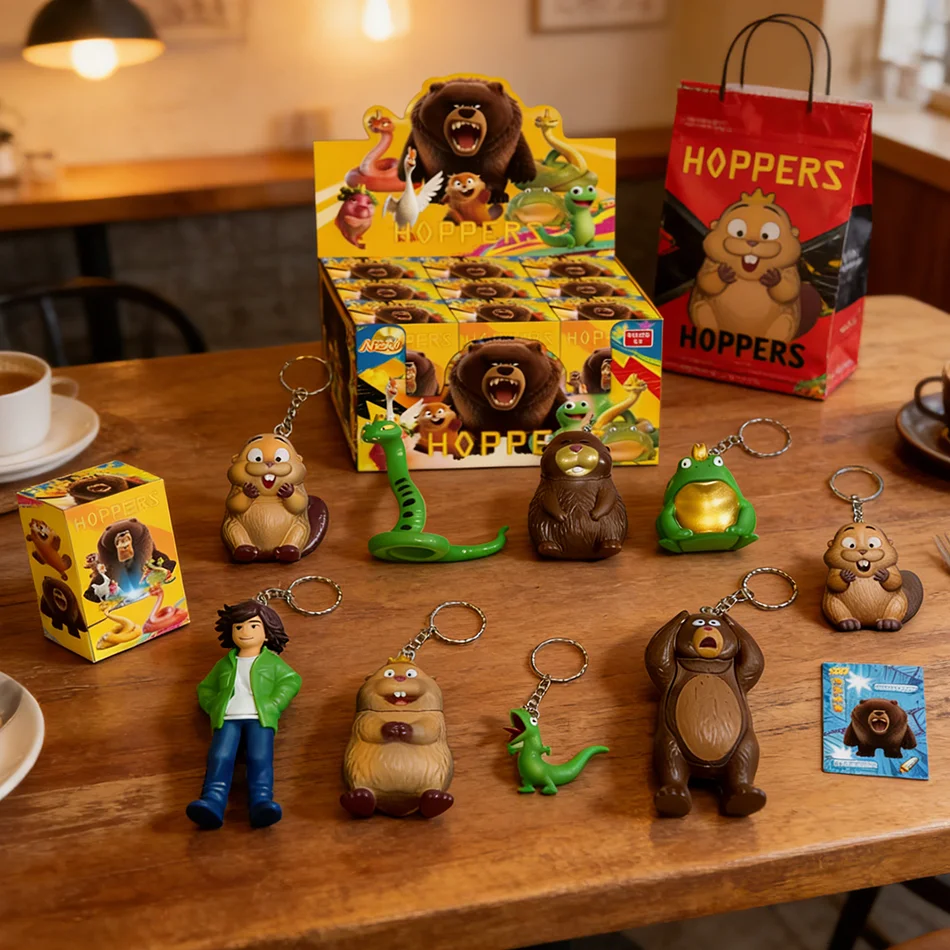 재고 있음 24개 호퍼 블라인드 박스 키체인 귀여운 메이블 킹 조지 피규어 미스터리 박스 인형 펜던트 도매 배낭 장식