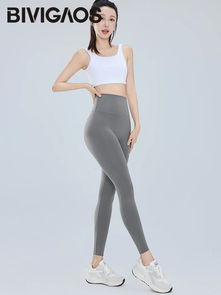 BIVIGAOS Summer Ultra Thin Sunscreen Sharkskin Leggings Women High Waist Elastic Seamless Sexy Tight Transparent Sports Leggings