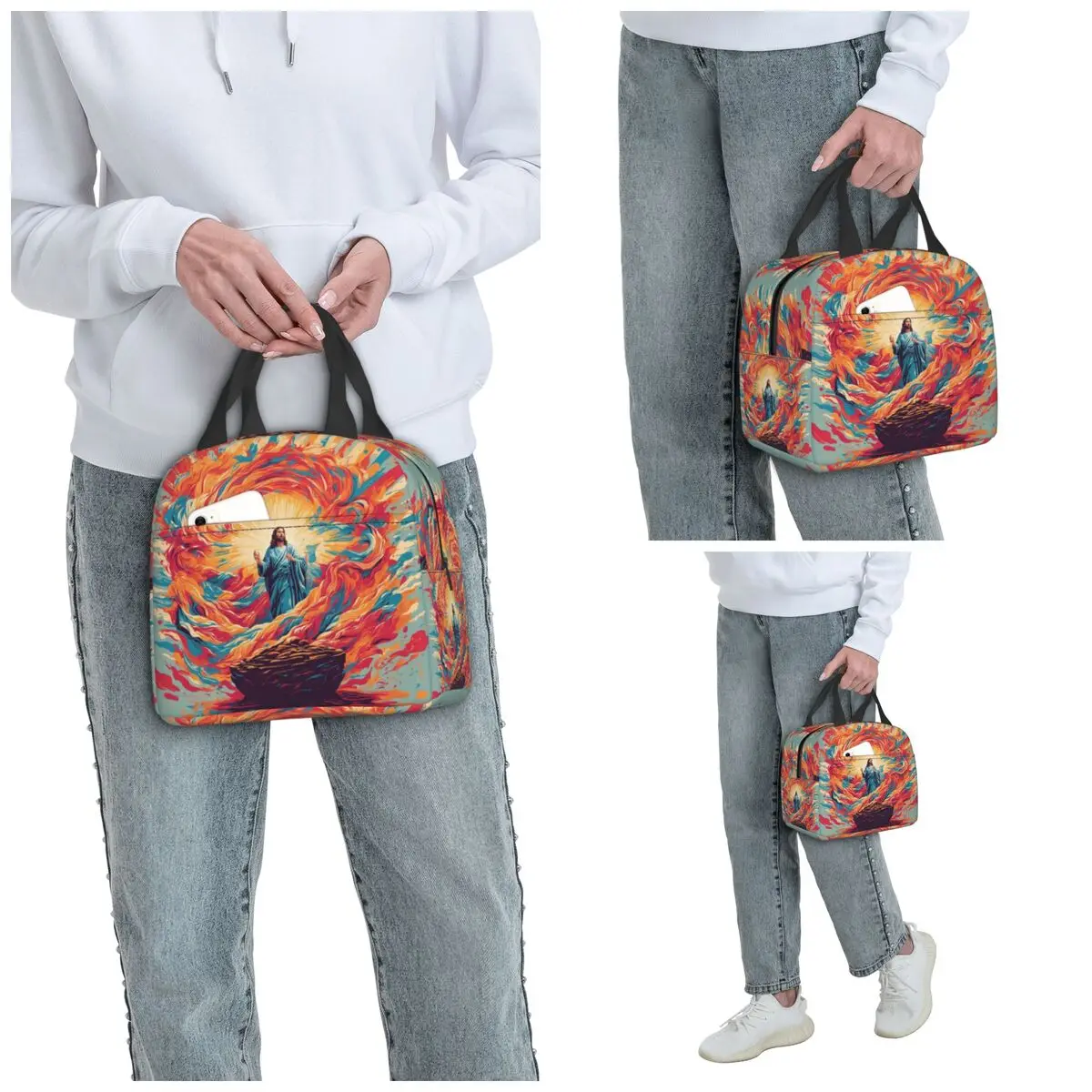 Resurrected Jesus Jesus Biblical References Insulated Lunch Bag for Women Office Cooler Thermal Food Box Tote Lunch Boxes