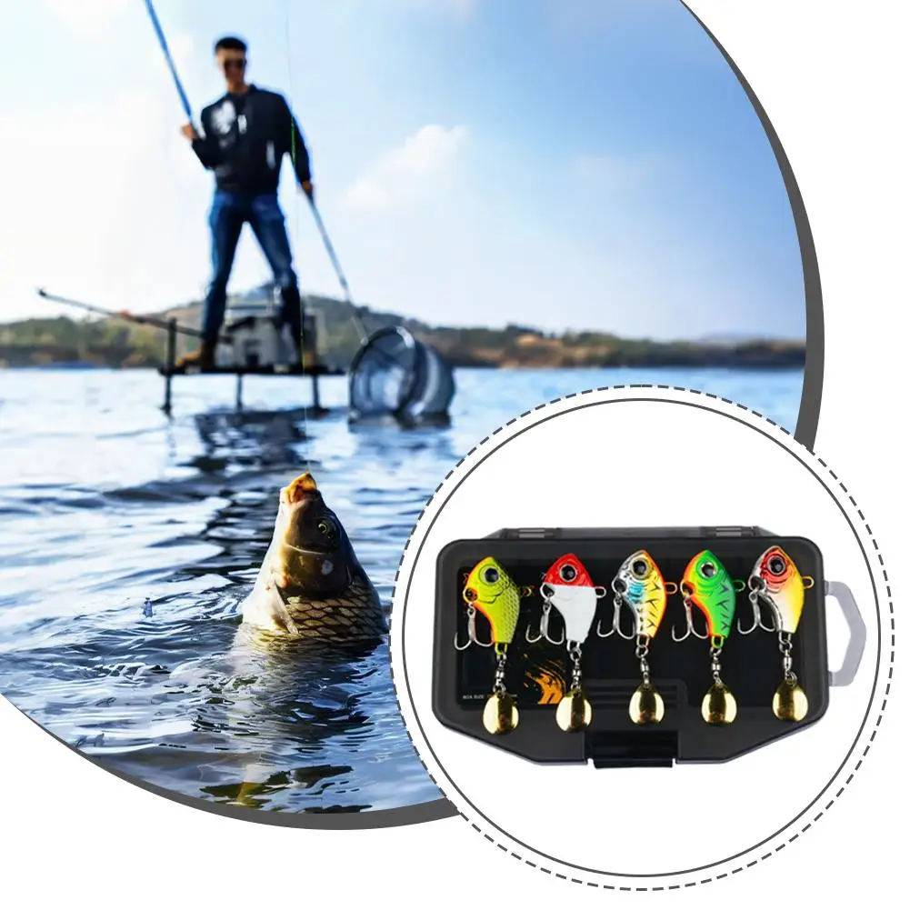 Angelköder 5-teiliges Tackle-Box-Set, Schwanzspinner, Köderguss, Metall-Jig-Klinge, Metall-Angelköder für Hecht, Lachs
