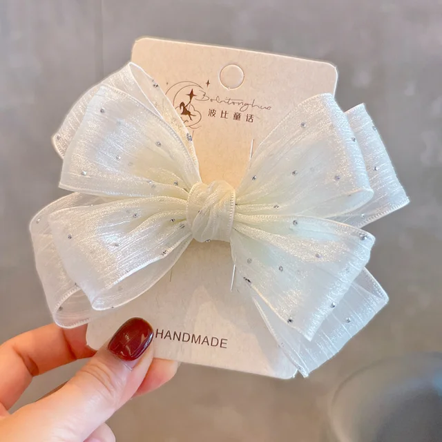 1PC nowa księżniczka koreańska srebrna kropka duża kokarda dziewczyny spinki do włosów śliczne dziecięce nakrycia głowy Hairgrip spinki do włosów Barrettes akcesoria do włosów