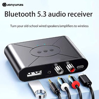Audio Receiver Adapter USB Bluetooth 5.3 Wireless Stereo Music 3.5mm AUX R/L RCA Support U-Disk Playback For Desktop Speaker Amp