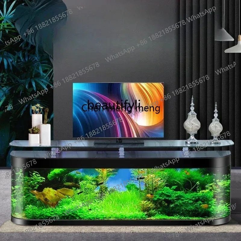 LHY26ss TV Cabinet Fish Tank Living Room Back Filter Small Ecological Filter Loop Change Water Integrated Aquarium