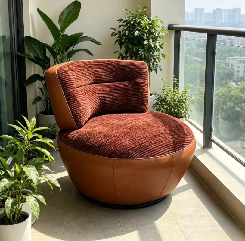 Solid wood single sofa chair rattan material modern simple design can be rotated and disassembled