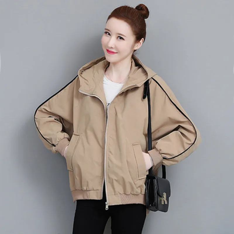 

Windbreaker Coats Women's Clothing Loose thin 2022 Spring Autumn Jackets New Korean Casual Long-sleeved Hooded Tops fp301