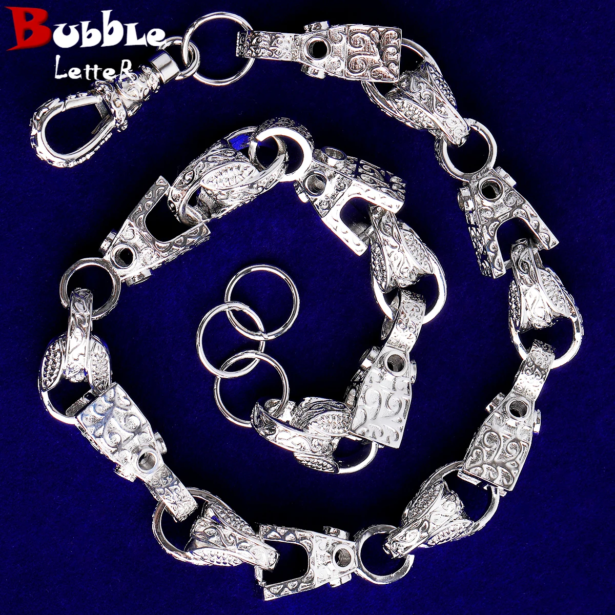 

Bubble Letter Iced Out Block Tulip Chain for Men Real Copper Gold Plated Hip Hop Jewelry