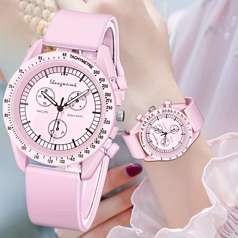 Fashion Imitation Three-Eyes Dial Women Watches Student Silicone Band Quartz Sports Watch Reloj Mujer