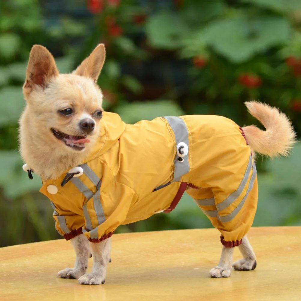 

Dog Rain Coat Yellow S Size Waterproof Breathable Lightweight Pet Rain Jacket for Small Medium Puppies Hoodie Style