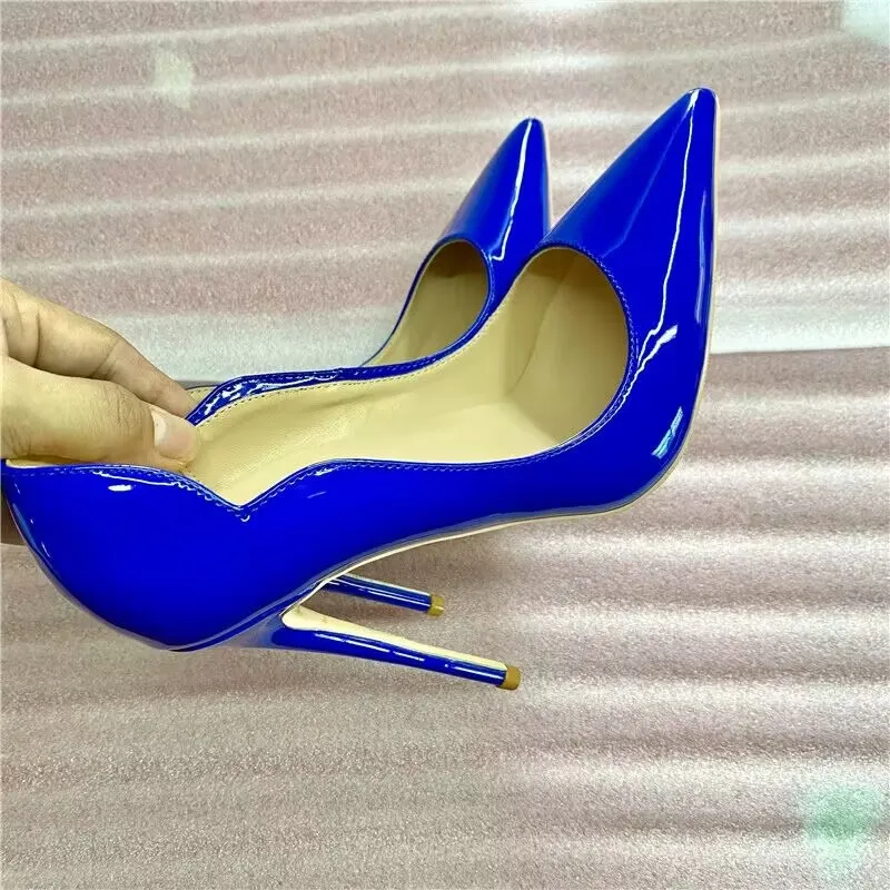 2023 New Gradient Leopard Print Patent Leather Slimming Small Fashion High-heeled Shoes 12CM Pointed Thin Heel Shallow Mouth Sin