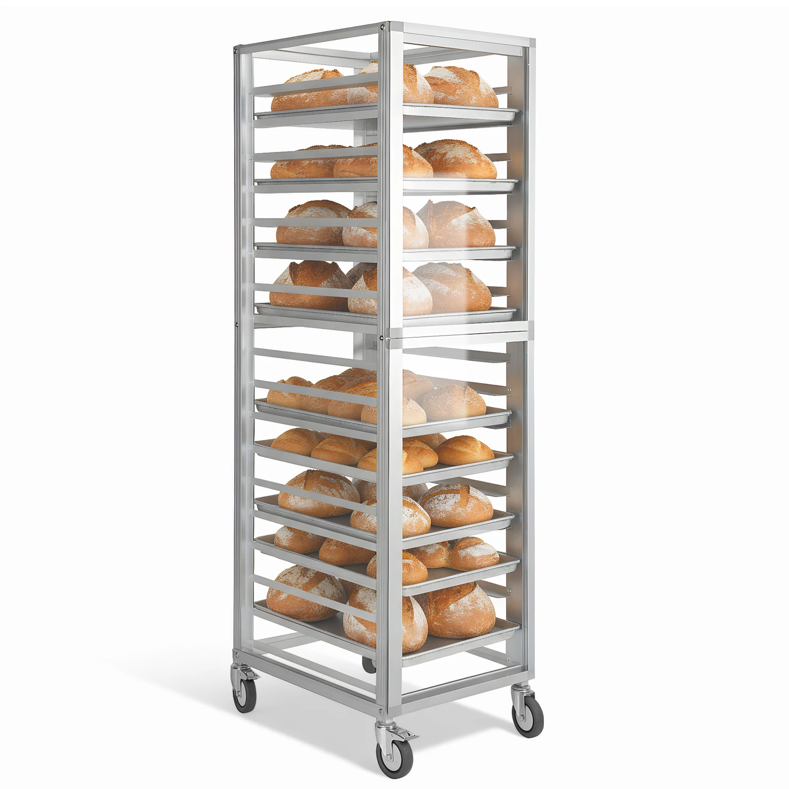 18팬 4인치 간격 알루미늄 상업용 베이커리 랙 18.5x24.6x70인치 상업용 헤비 듀티 번 랙 주방 가정용 빵 굽기용