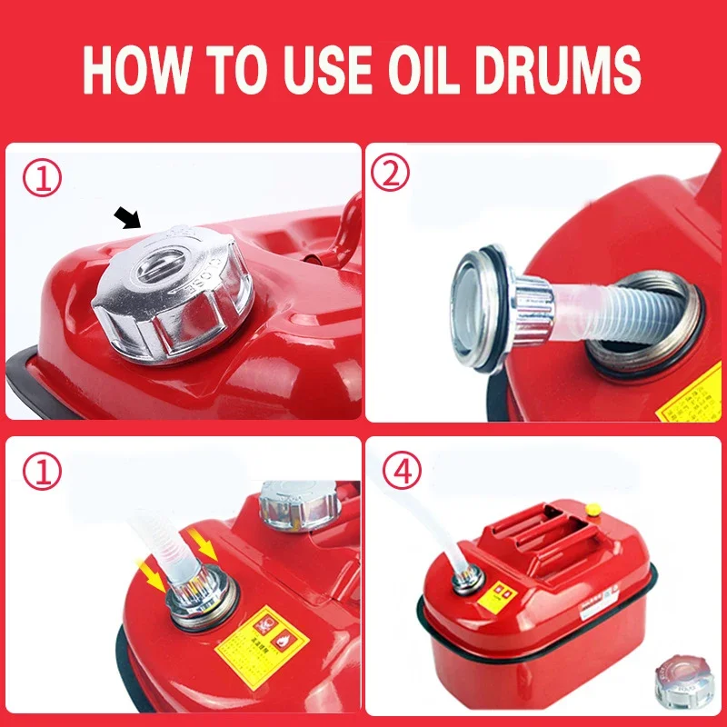 Thicken Horizontal Gasoline Tank 5L10L 20L Car Motorcycle Spare FuelTank Iron Drum Diesel Pot Explosion-Proof Anti-Static