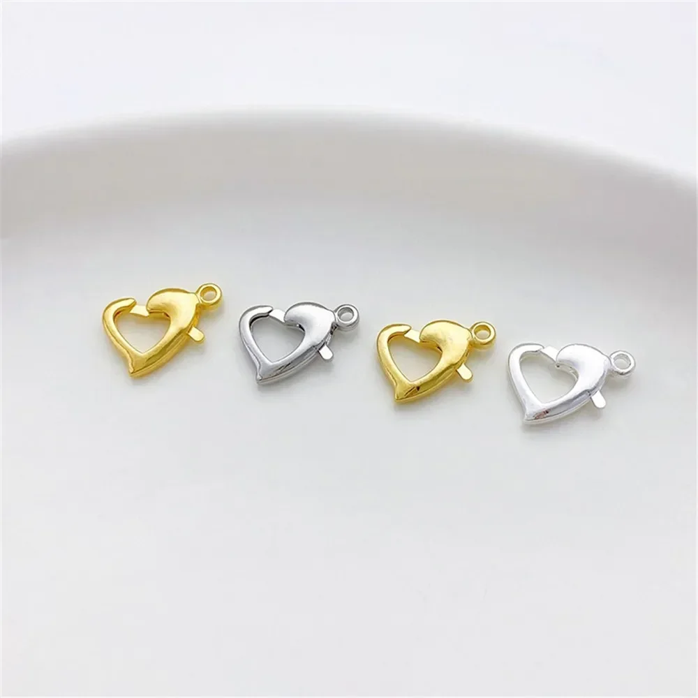 18K Gold-Color Love Lobster Buckle Peach Heart Spring Buckle DIY Bracelet Necklace Closing Buckle Jewelry Material Accessories