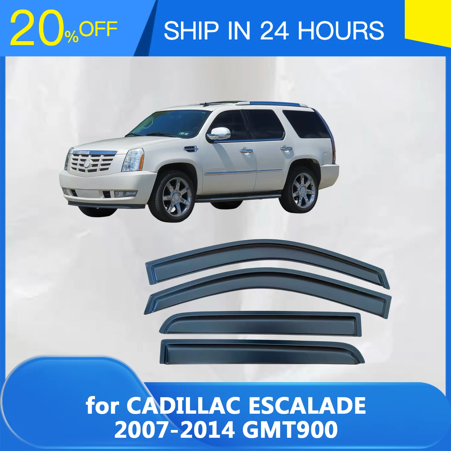 Новый дефлектор окон для Cadillac ESCALADE 2007-2014, защита от дождя, боковой вентиляционный дефлектор, накладка на внешнюю сторону, защита от непогоды.