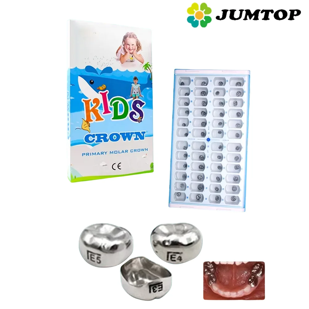 

48Pcs Dental Preformed Primary Molar Crowns Stainless Steel Kids Children Temporary Crowns for Baby Teeth Restoration Dentistry