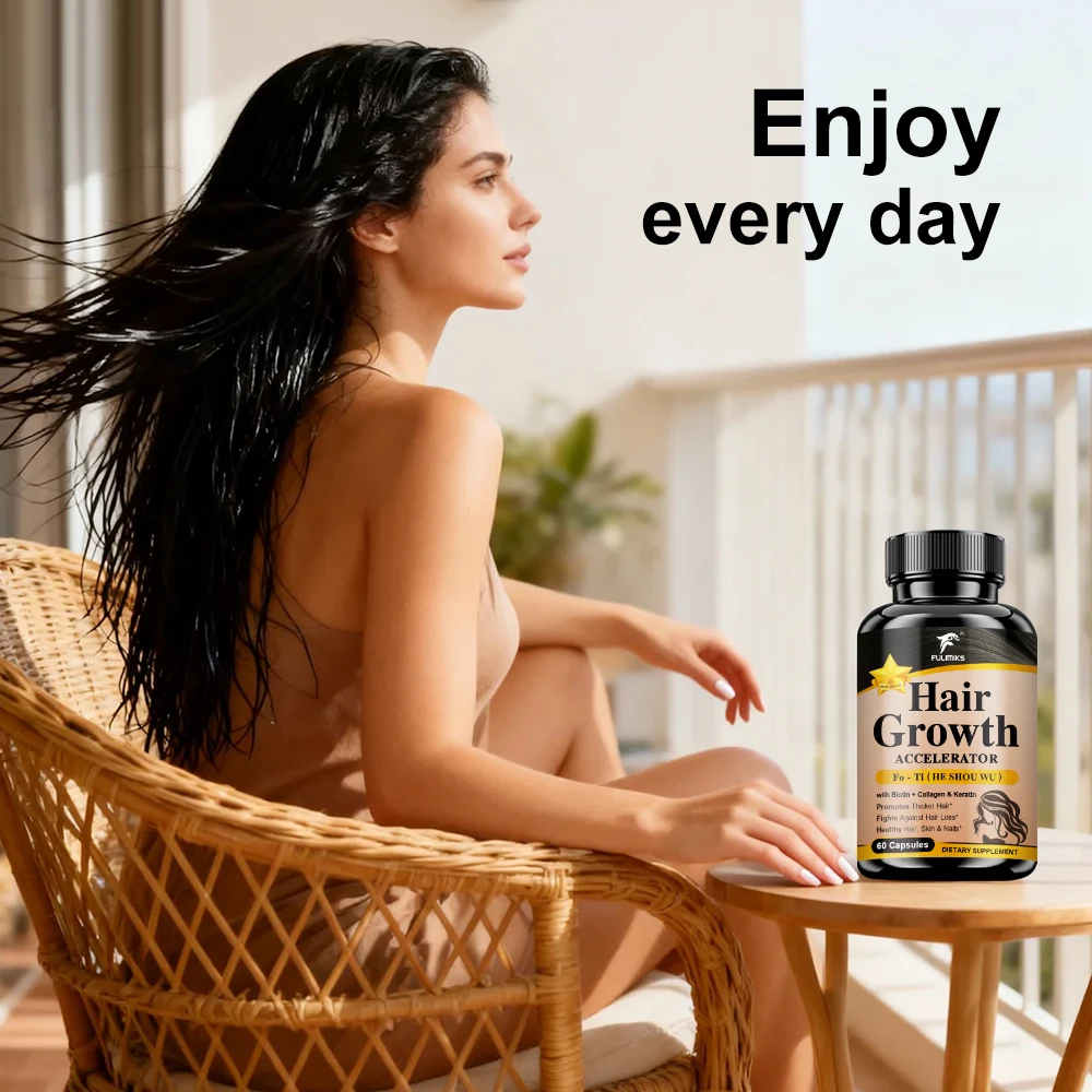 Hair Skin Nails Supplement, with Biotin, Collagen, Fo-Ti & Silica, Supports Hair Growth, Nourishes Follicles & Reduces Loss