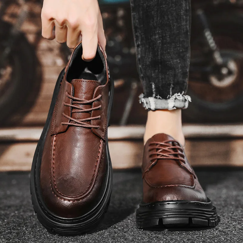 hick Bottom Men business Dress Genuine Leather Luxury Italian Style Men Formal Shoes Brand Men Bring Business Leather Shoes