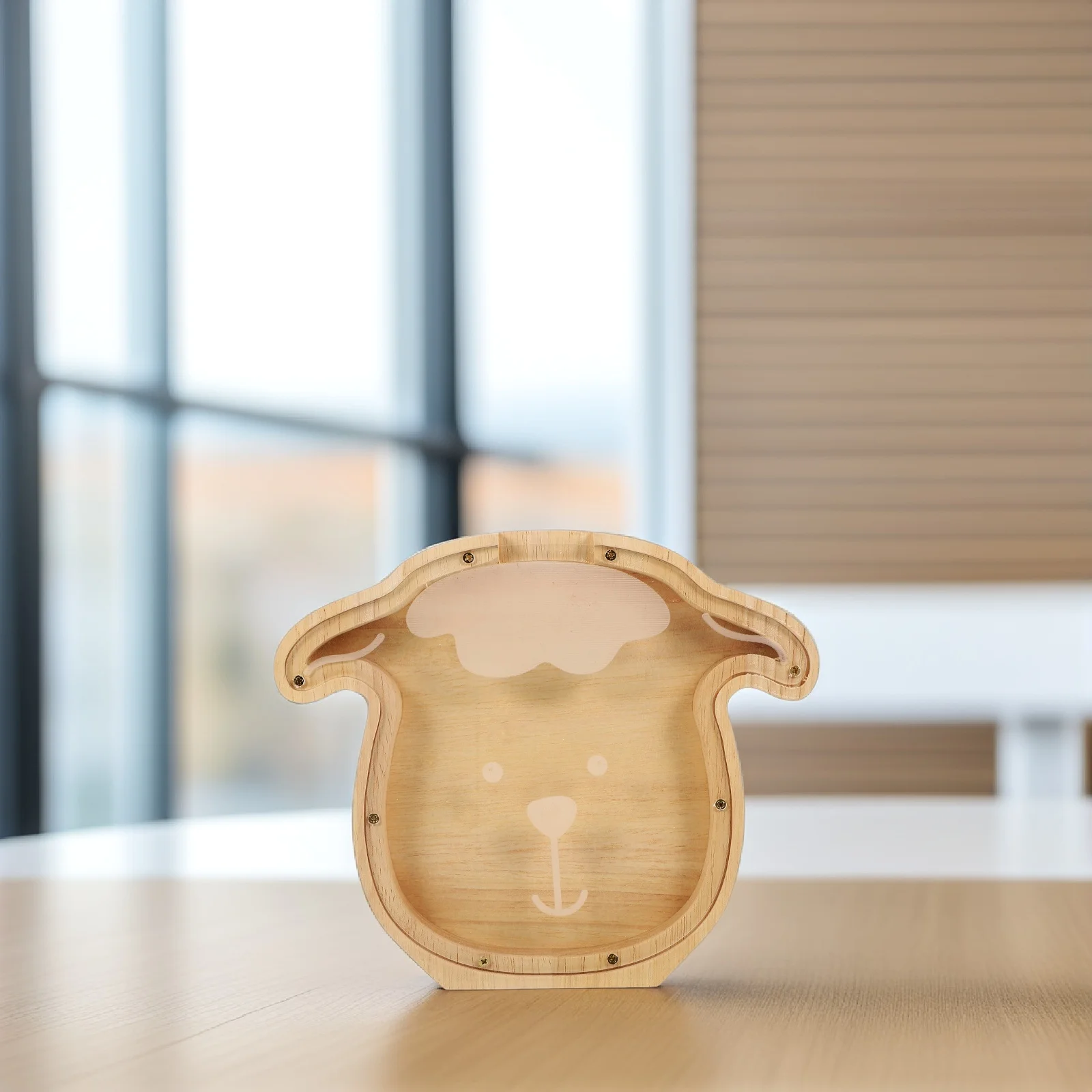 Hucha de conejo de madera, soporte decorativo único para dinero de escritorio para decoración de habitación de niños, bote para dinero, hucha en forma de Animal