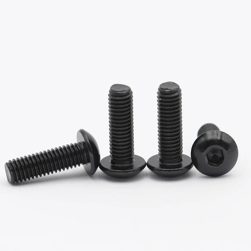 M2 M2.5 M3 M4 M5 M6 M8 3/4/5/6/8/10-50mm ISO7380 Black 304 Stainless Steel Hex Hexgaon Socket Button Round Allen Head Bolt Screw