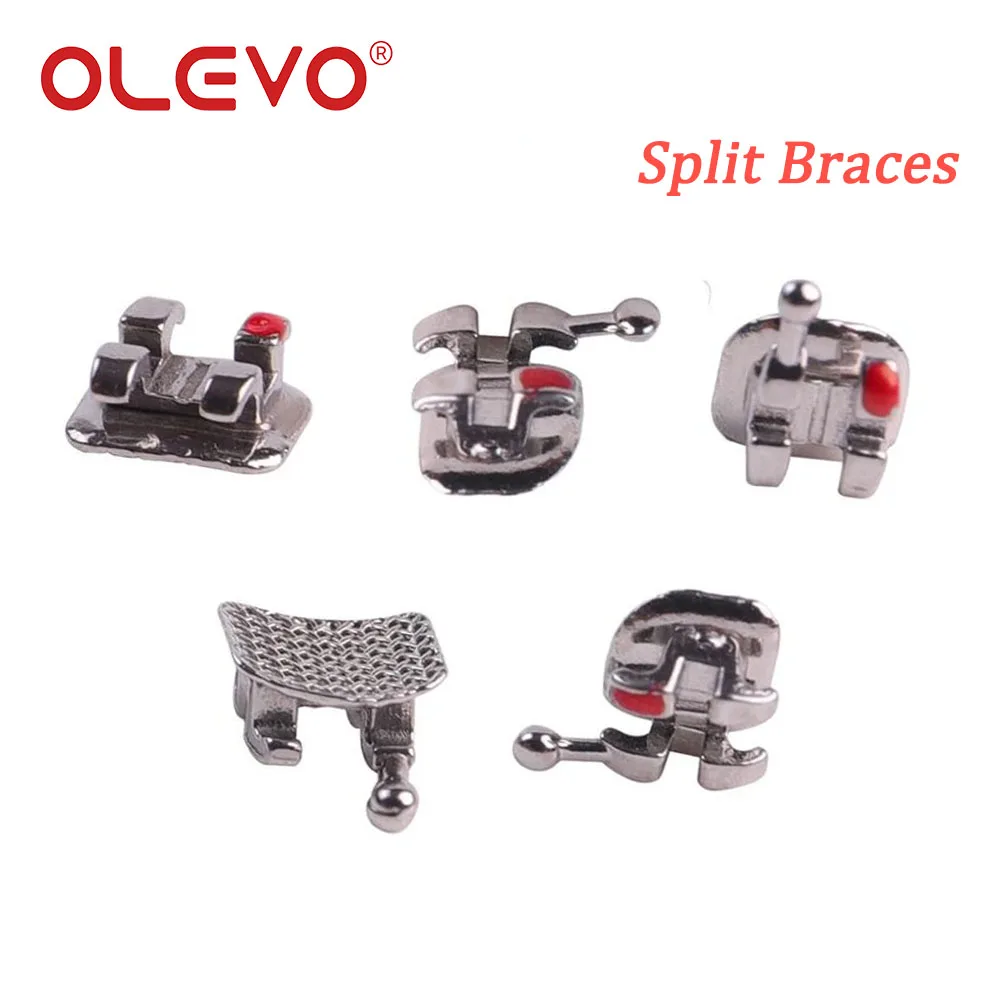 OLEVO 10 Kits Zahnkieferorthopädische Klammern Ortho Metallspangen Mesh Base Mini Split Roth MBT Slot 022/018 345 Haken Ortodoncia – Detail 6