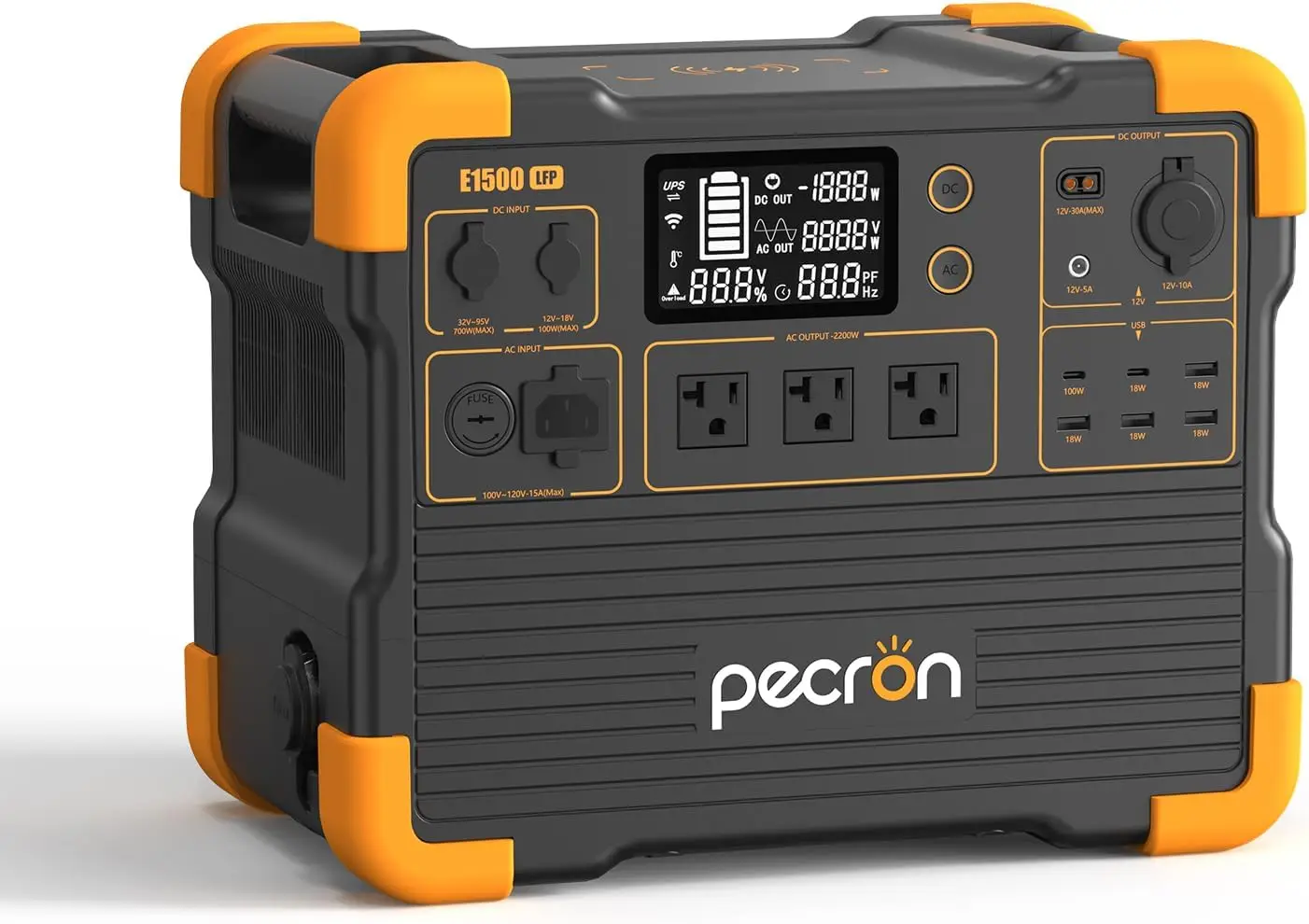 Pecron E1500LFP 2200W 1536Wh draagbare krachtcentrale LiFePO4 batterij zonnegenerator voor kamperen thuis vissen RV UPS Power Bank